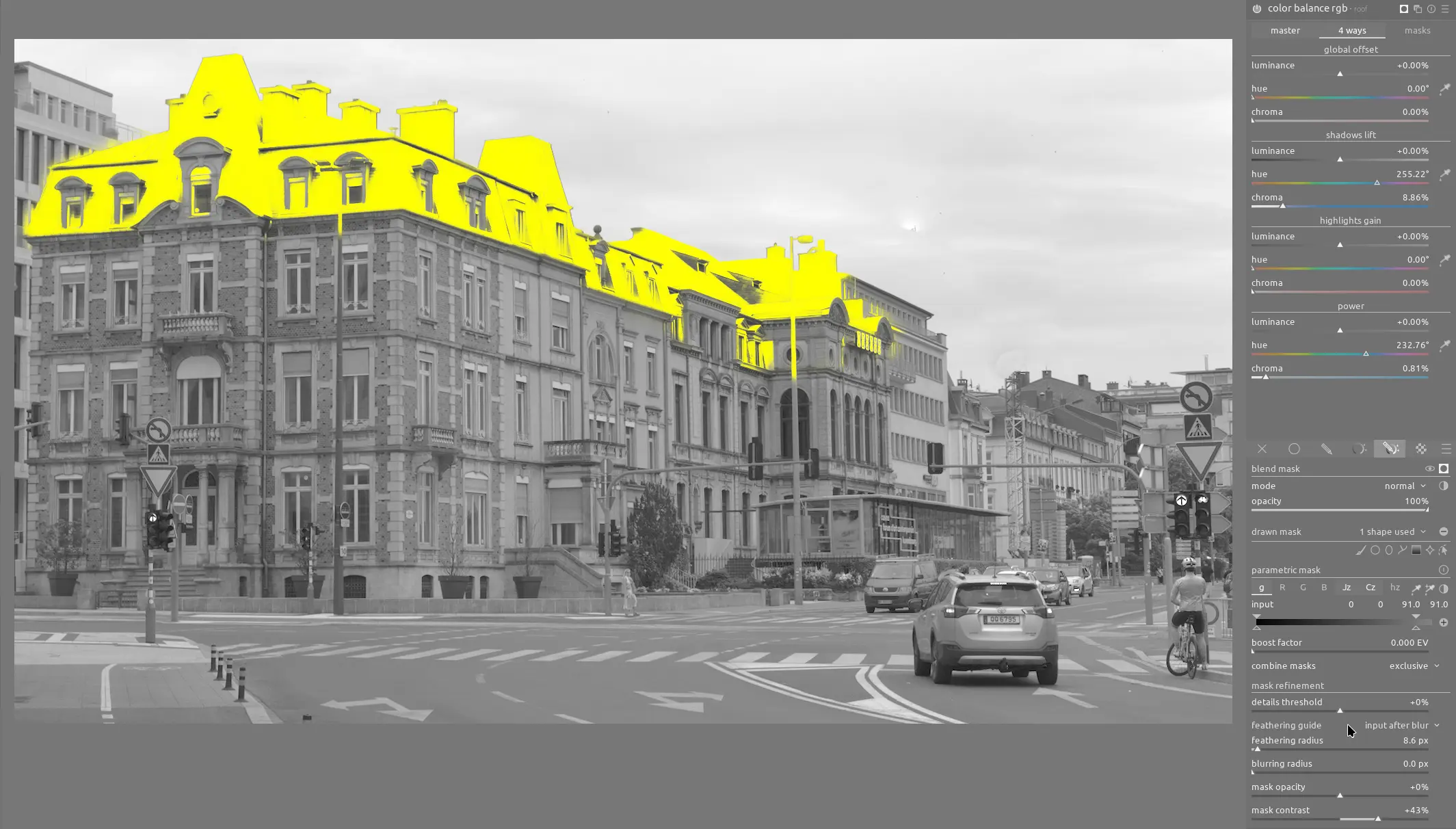 the color balance rgb module settings
