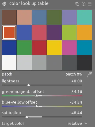 the color look up table module settings