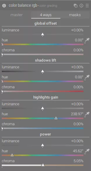 color balance rgb module color grading adjustments