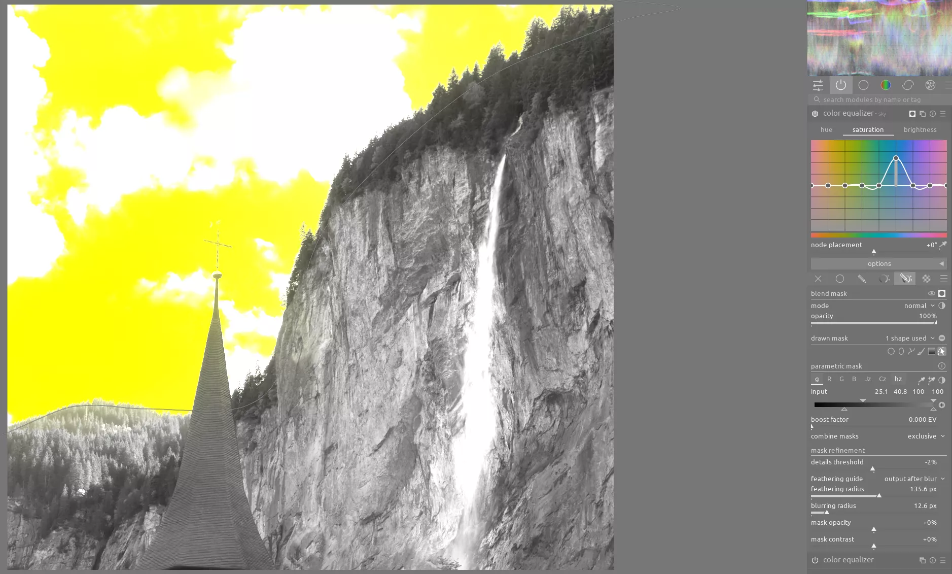 color equalizer module sky saturation adjustments