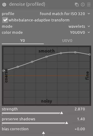 denoise (profiled) module adjustments