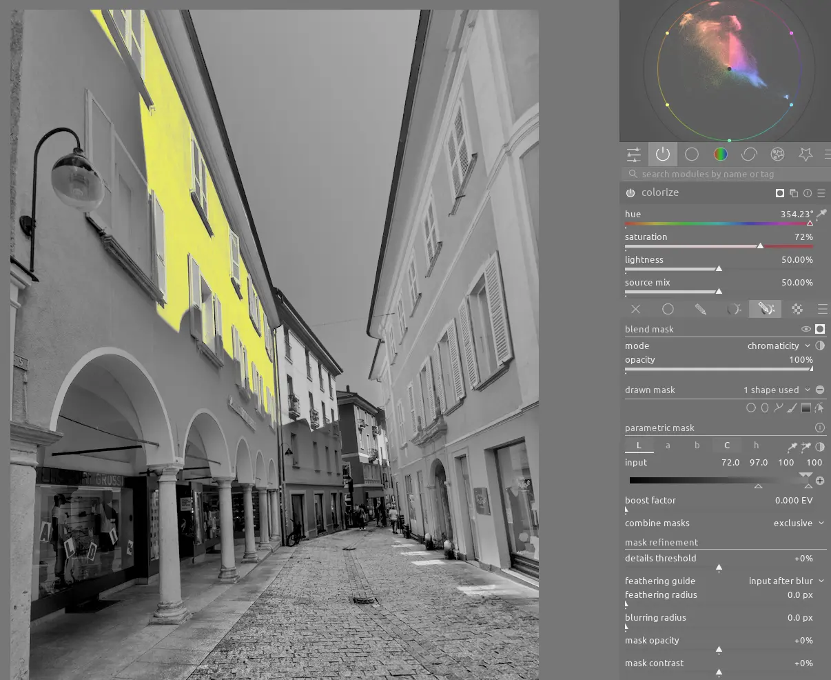 add color to the part of the pink building in direct sunlight