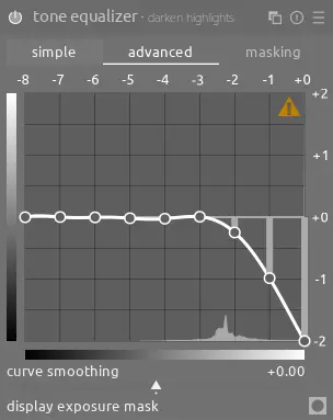 tone equalizer darkening the highlights