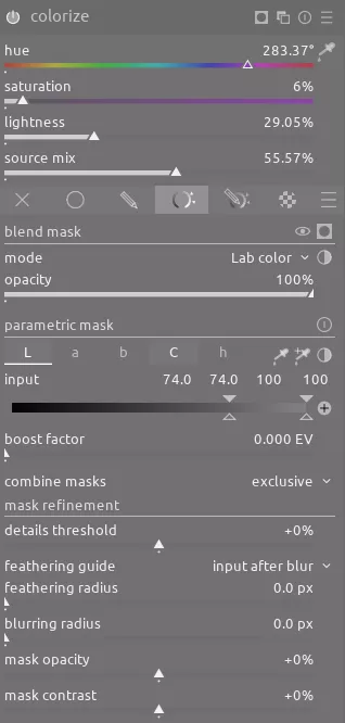 colorize module changes on white flower image