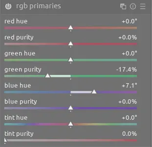 rgb primaries settings on the flowers image