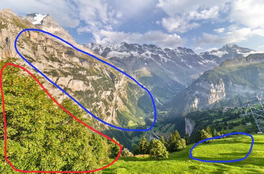 annotated areas on sunset image