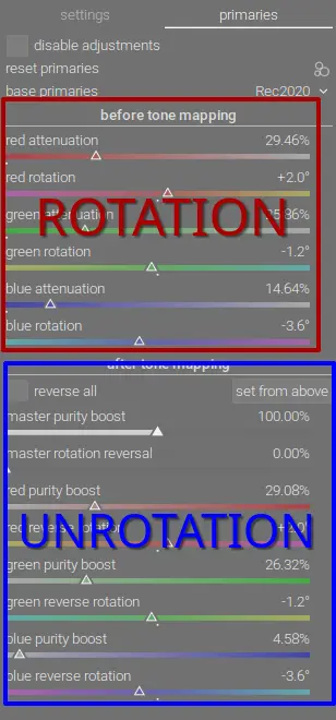 the primaries tab in AgX