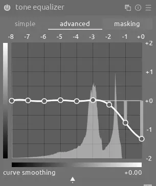 using the tone equalizer to pull down the highlights with sigmoid