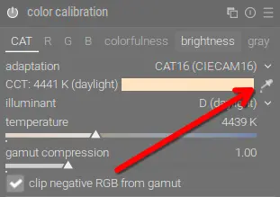 CAT tab of color calibration module