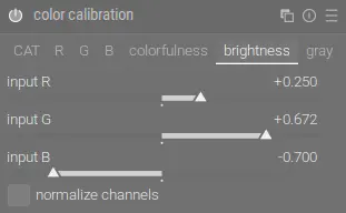 brightness tab of color calibration module