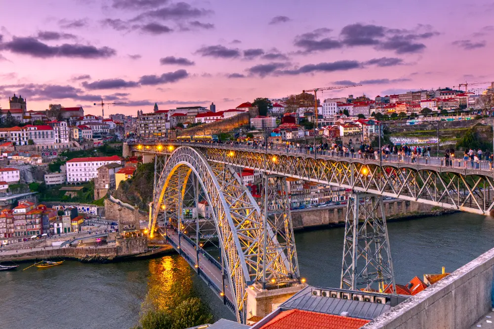 final bridge at sunset image with contrast and color adjustments