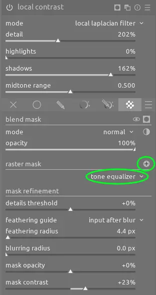 local contrast module settings