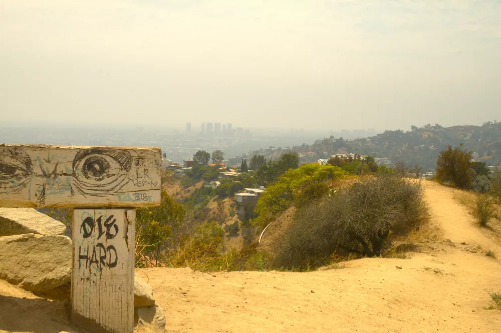 original version of LA cityscape image with haze