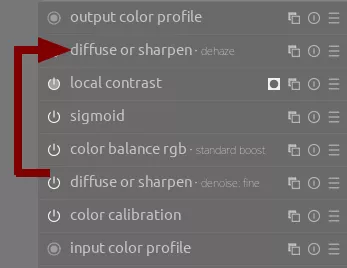 change diffuse or sharpen module order module on the LA image