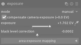 filmic rgb version's exposure module