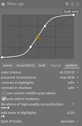 filmic rgb options tab