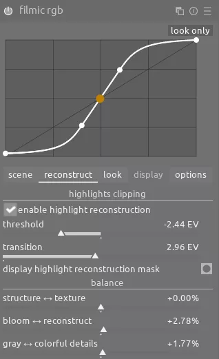 filmic rgb reconstruct tab