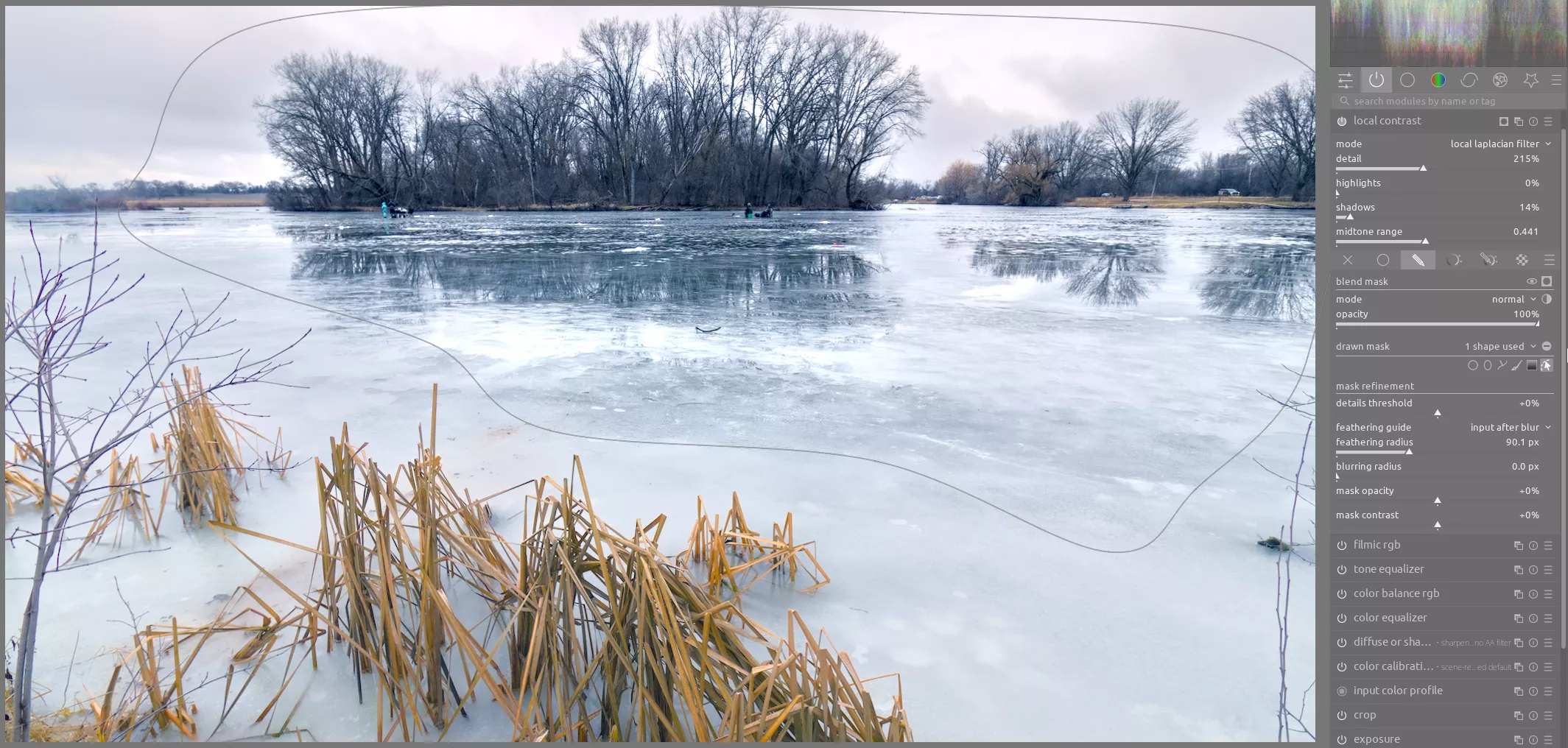 local contrast settings on the lake photo