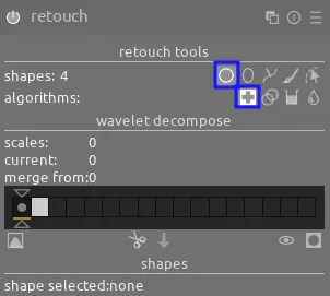 the circle shape and the heal algorithm in the retouch module