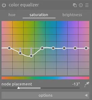 the color equalizer module settings on the complex mask image