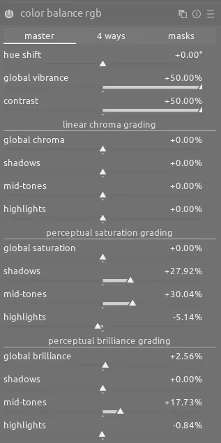 color balance rgb module settings