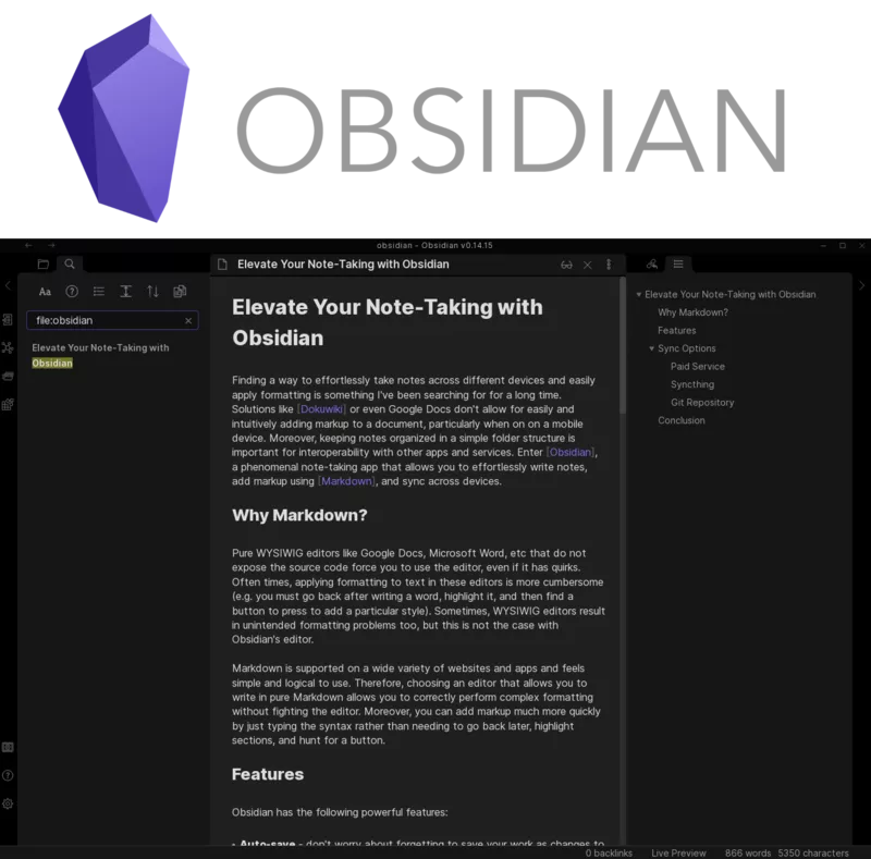 Obsidian screenshot