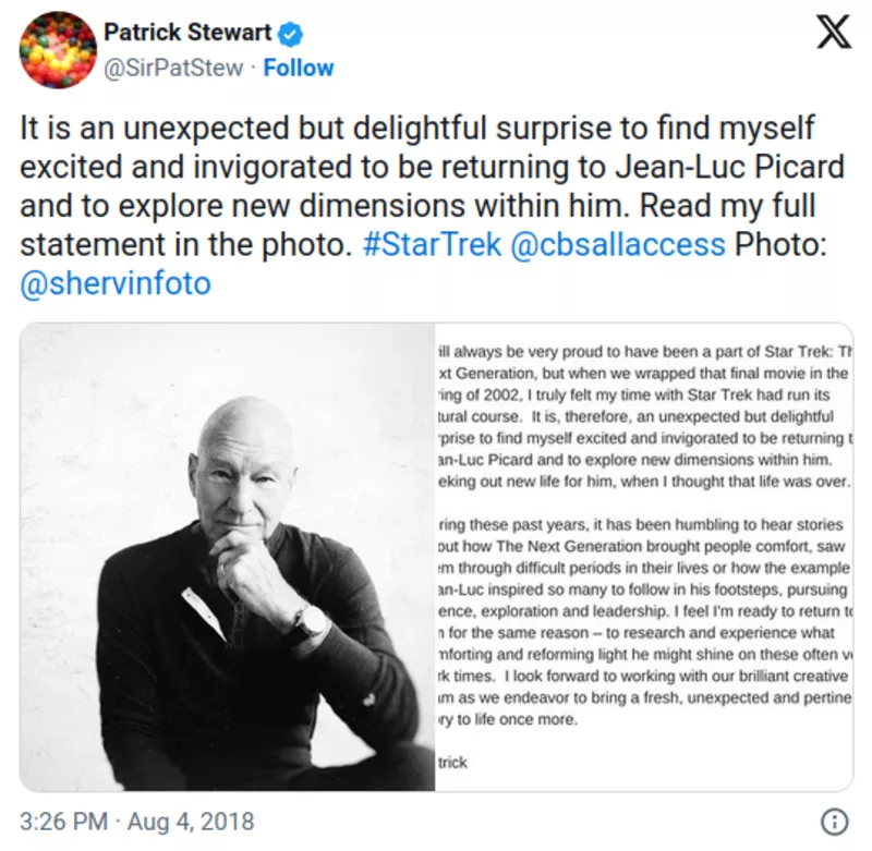 Patrick Stewart returns to Star Trek